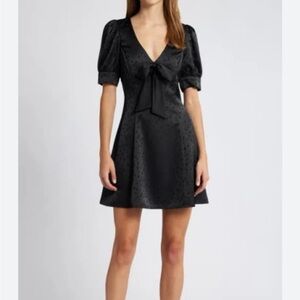 Charles Henry Dot Jacquard Satin Mini Dress